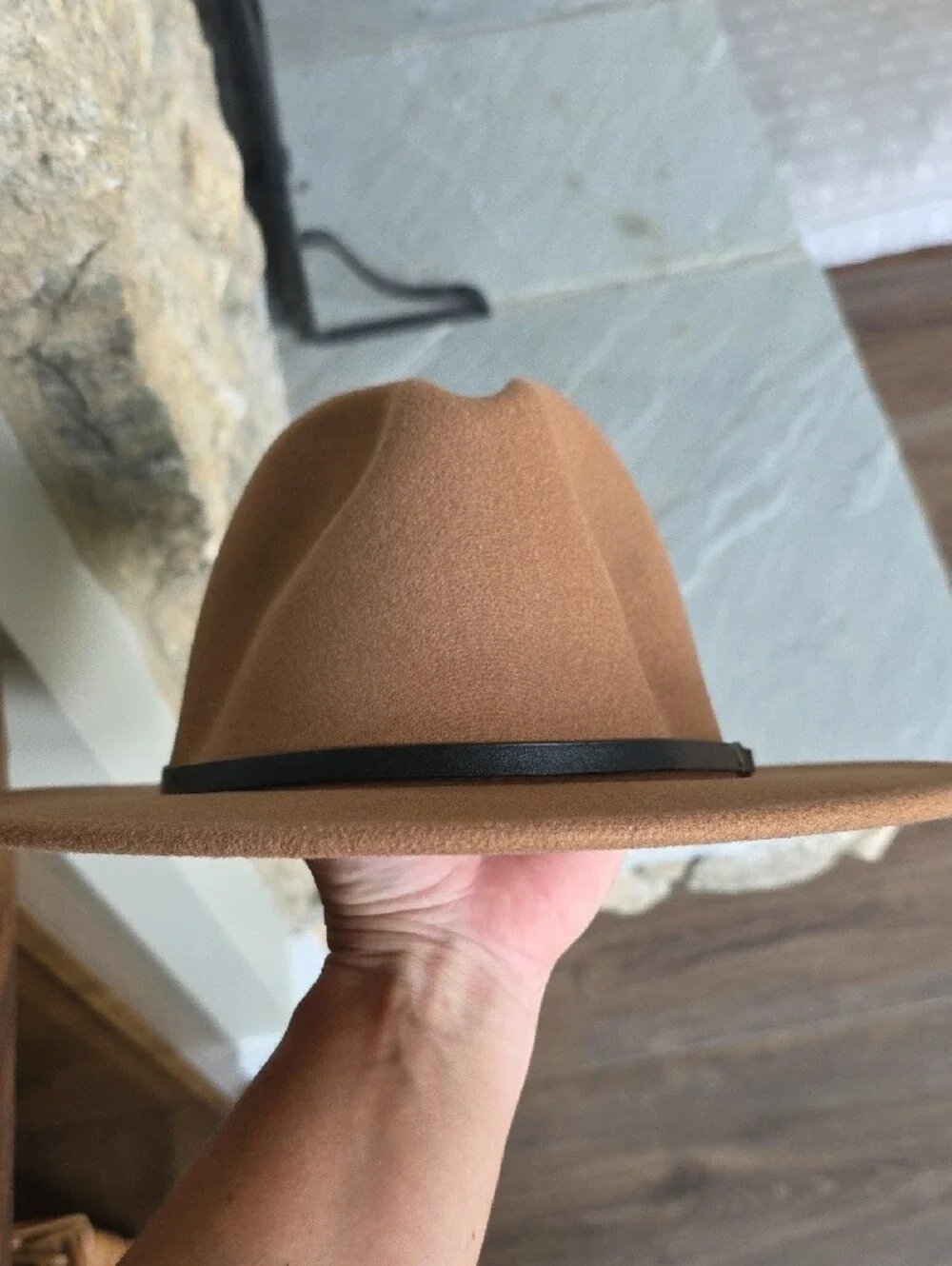 Felt Fedora Hat in Camel with Black Band